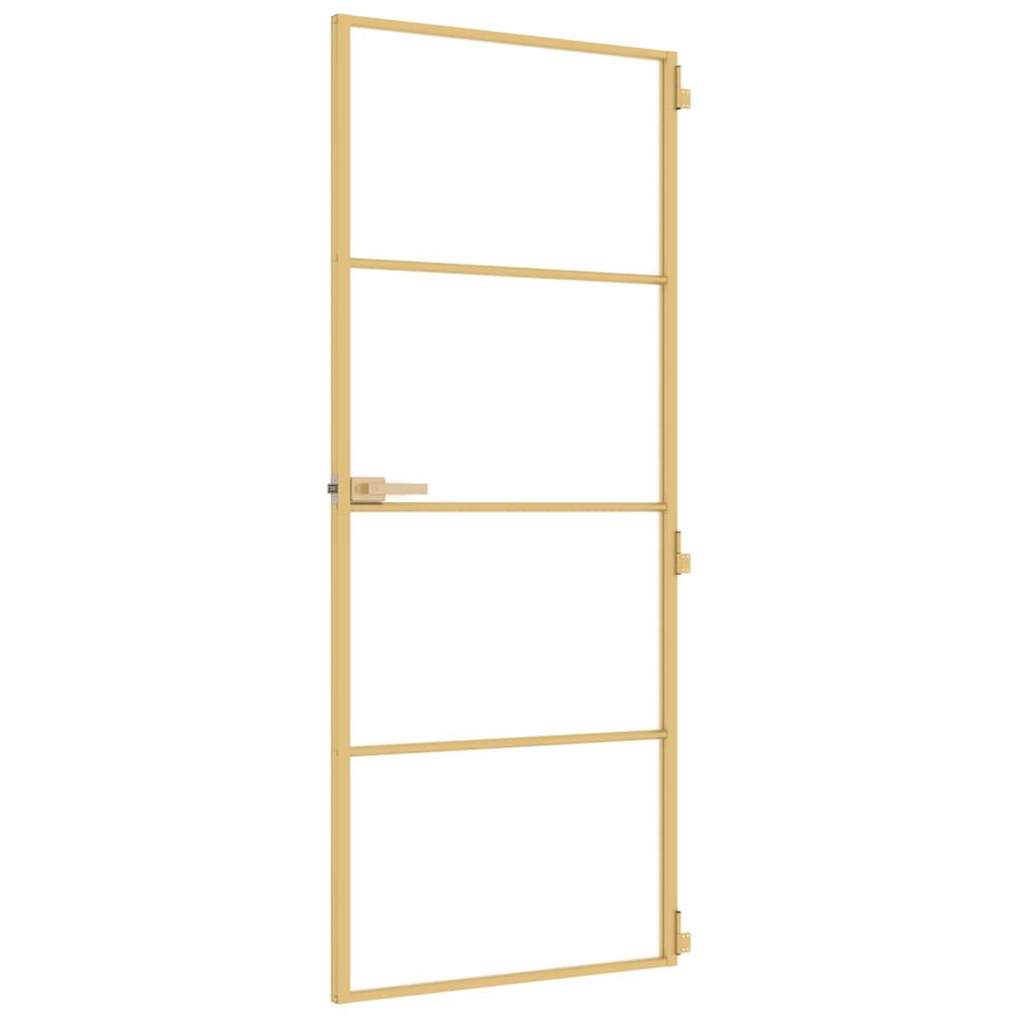 Voir la diapositive 5 : VIDAXL Porte interieure mince dore 83x201,5 cm verre trempe aluminium