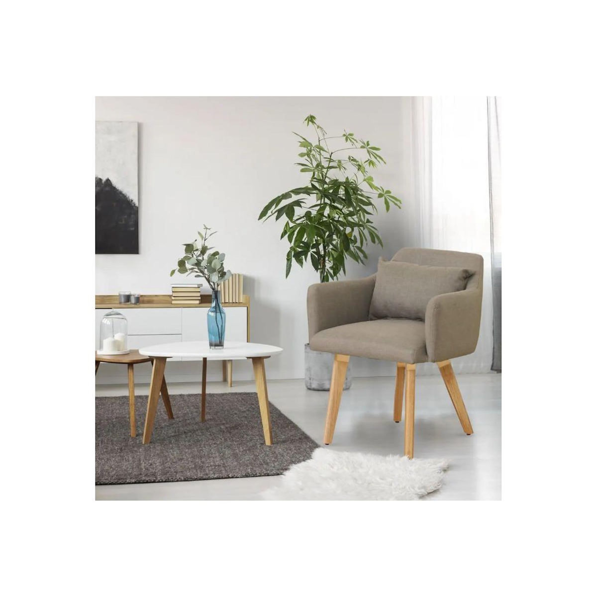 Paris Prix Fauteuil Scandinave  Alan  70cm Taupe