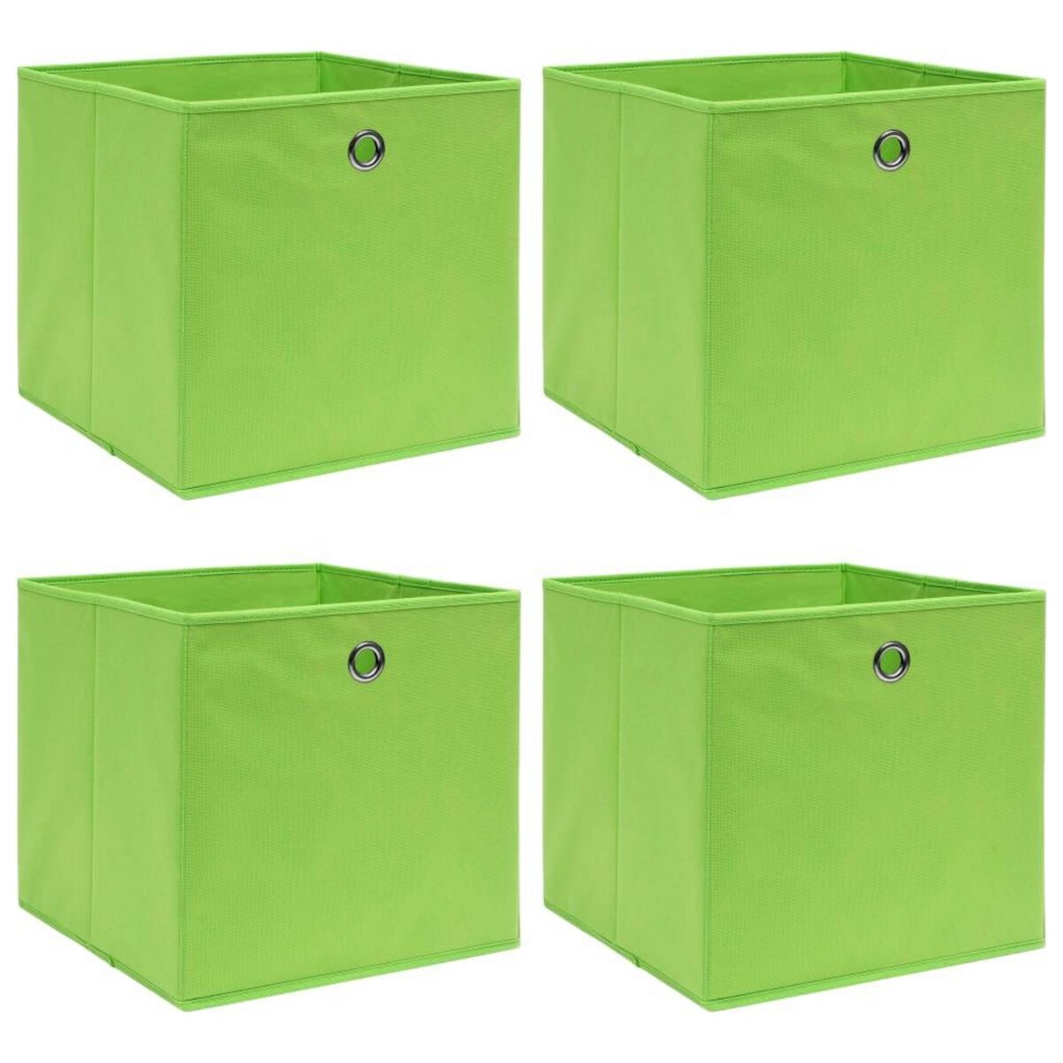 VIDAXL Boîtes de rangement 4 pcs Vert 32x32x32 cm Tissu