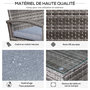Voir la diapositive 5 : OUTSUNNY Ensemble salon de jardin 2 places 3 pièces résine tressée imitation rotin avec coussins gris
