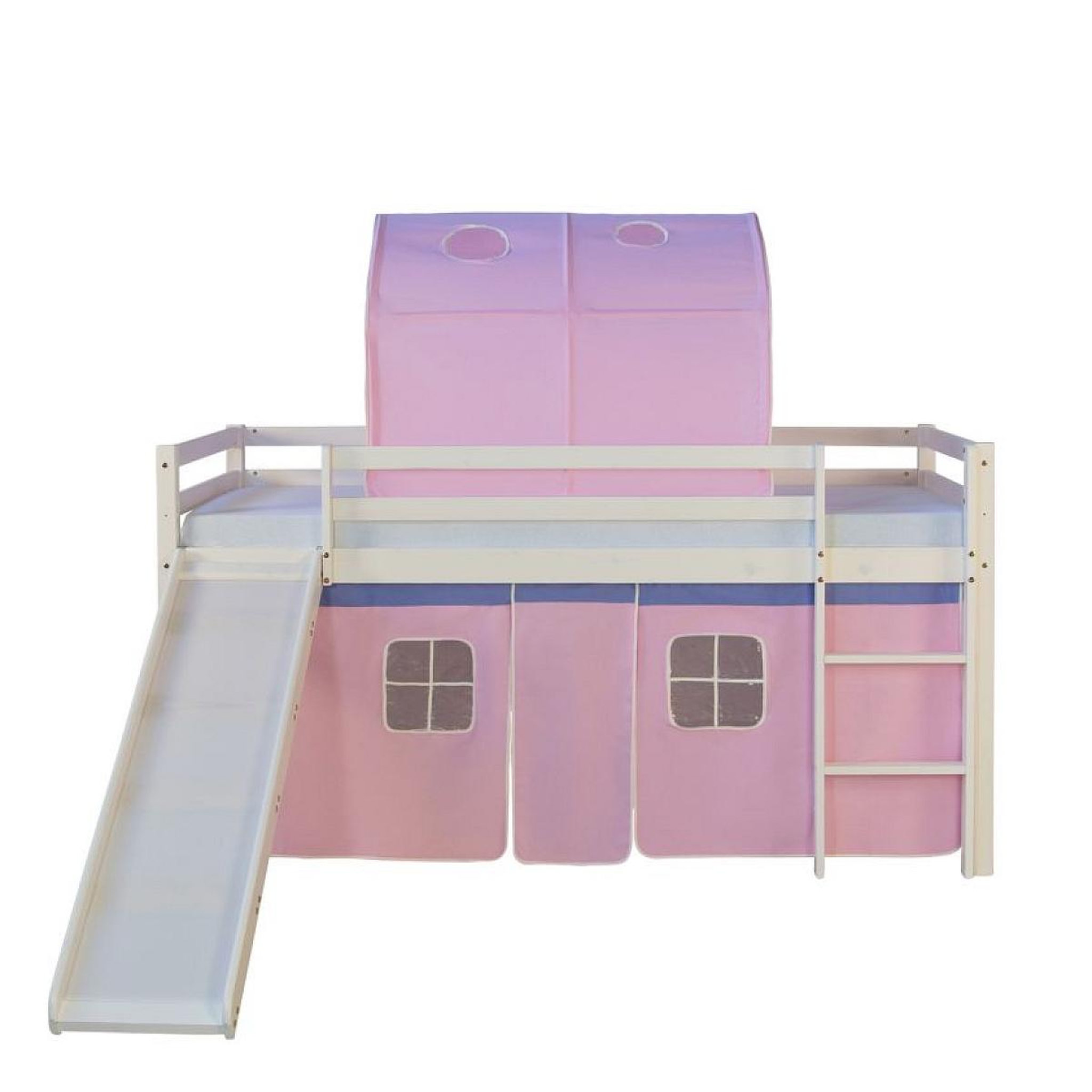 Voir la diapositive 4 : HomeStyle4U Lit rose mi-haut avec matelas 90x200 cm tunnel