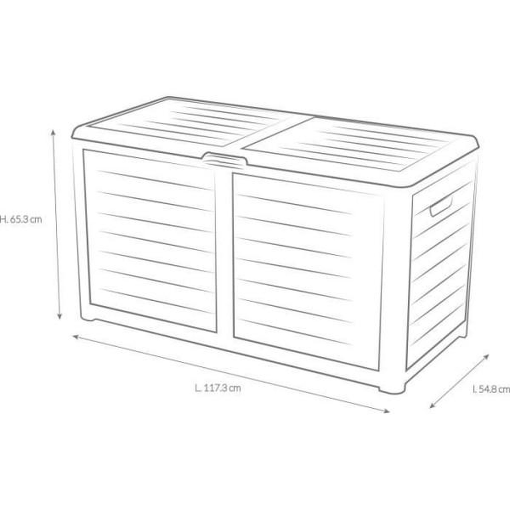 Voir la diapositive 4 : EDA PLASTIQUE EDA Coffre de jardin BAYA en Plastique 420 litres - Décor imitation bois - Gris anthracite - Fabriqué en France