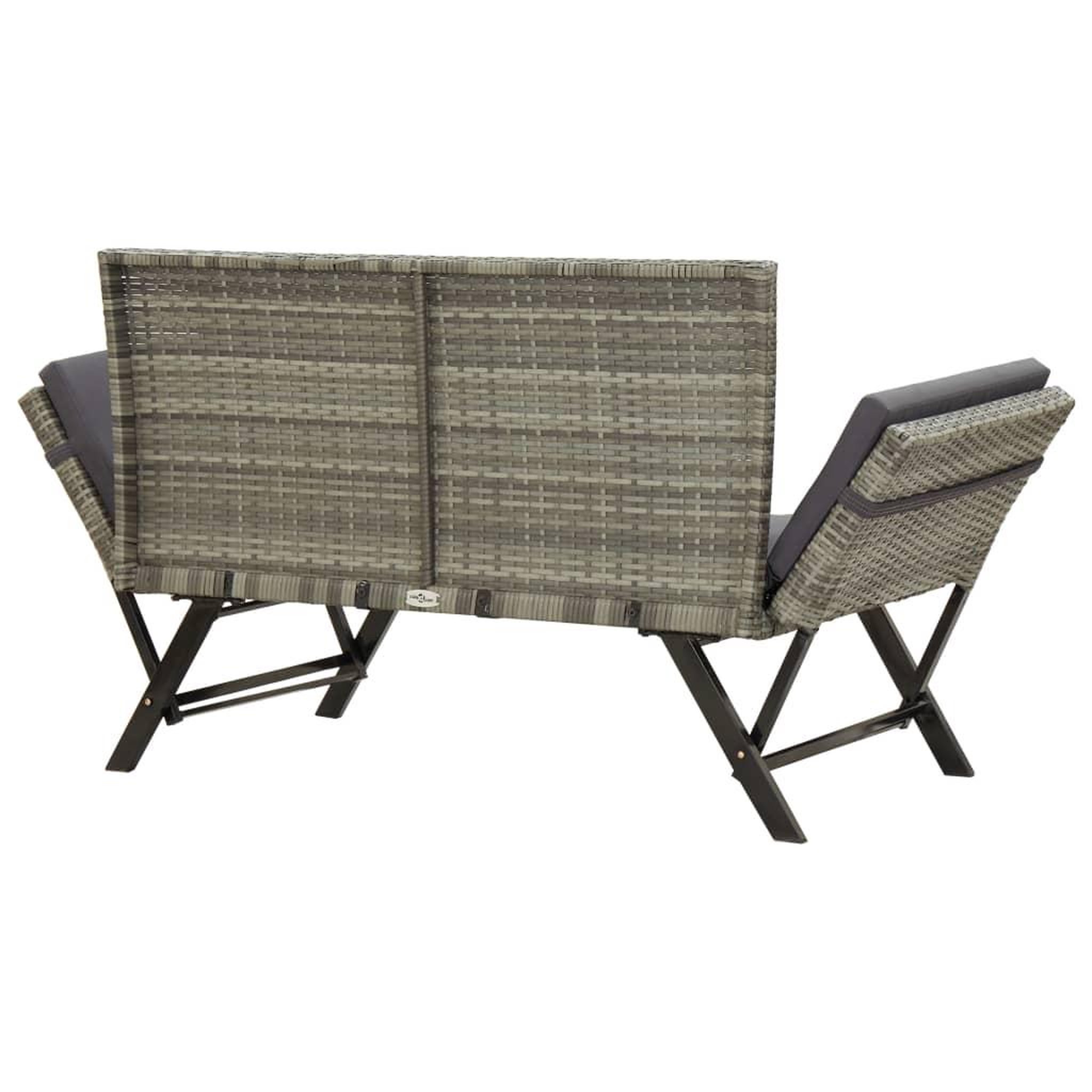 Voir la diapositive 4 : VIDAXL Banc de jardin avec coussins 176 cm Gris Resine tressee