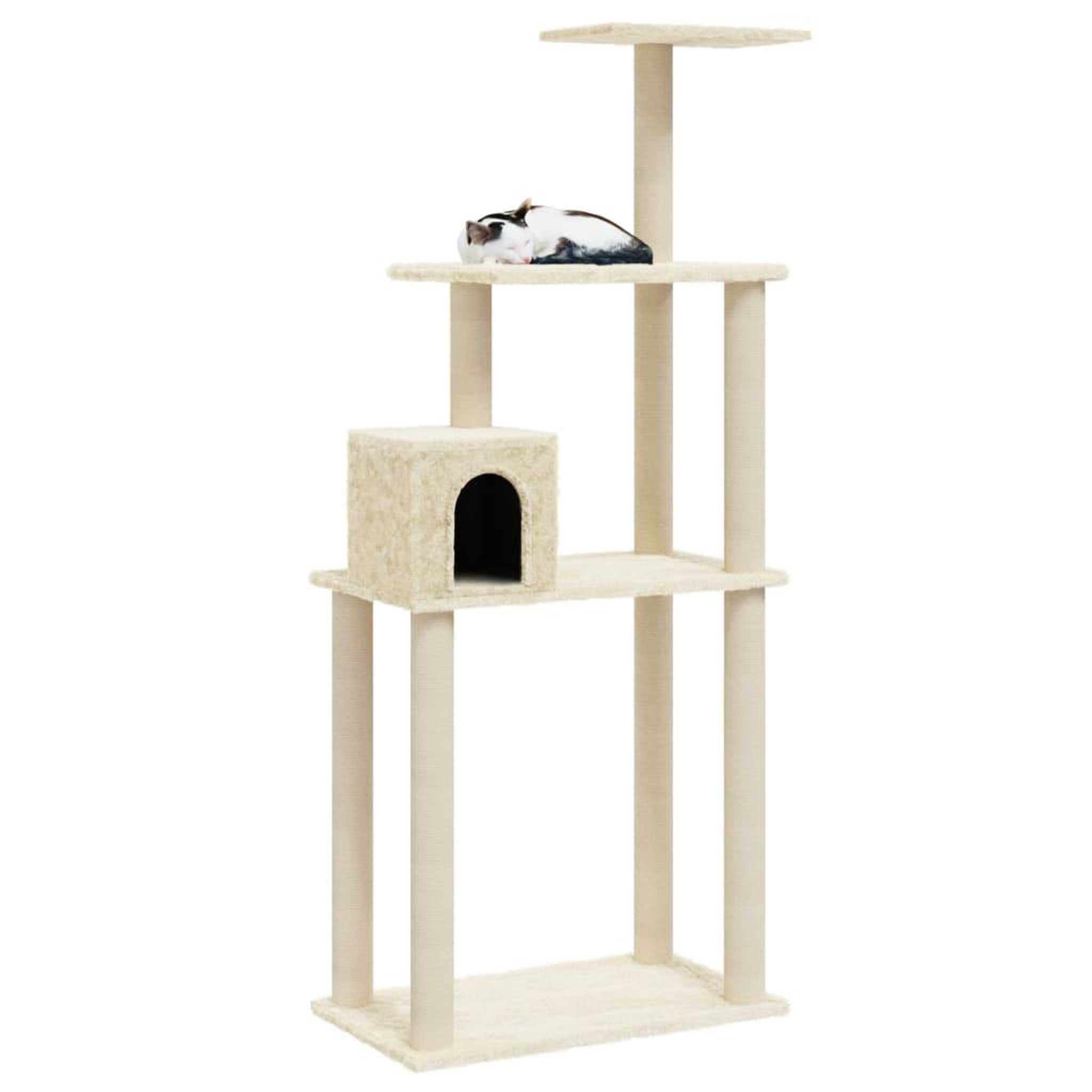 Voir la diapositive 3 : VIDAXL Arbre a chat avec griffoirs en sisal Creme 147 cm