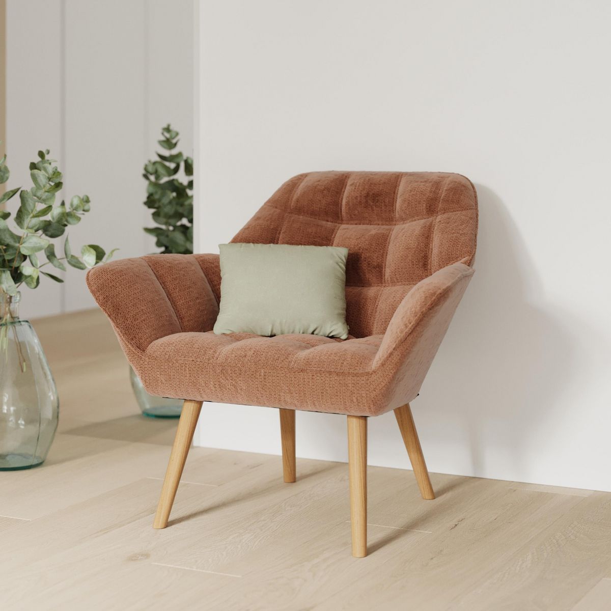 Rendez vous déco Fauteuil en tissu gris clair - Simba