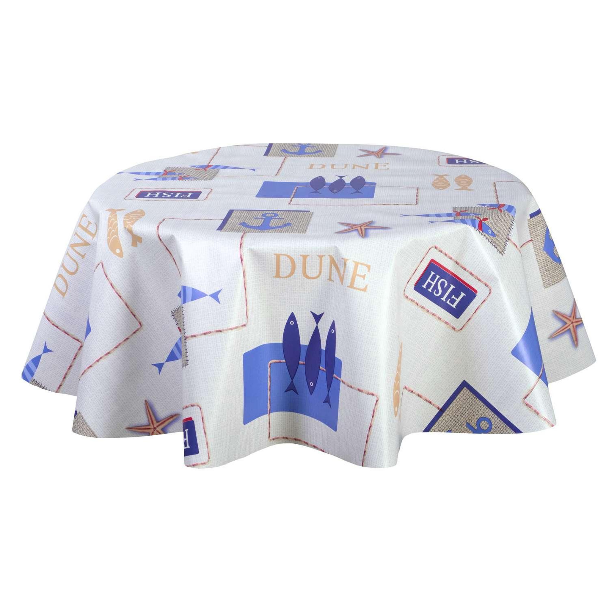HABITABLE Nappe en toile cirée ronde dune - diam. 135 cm - ecru