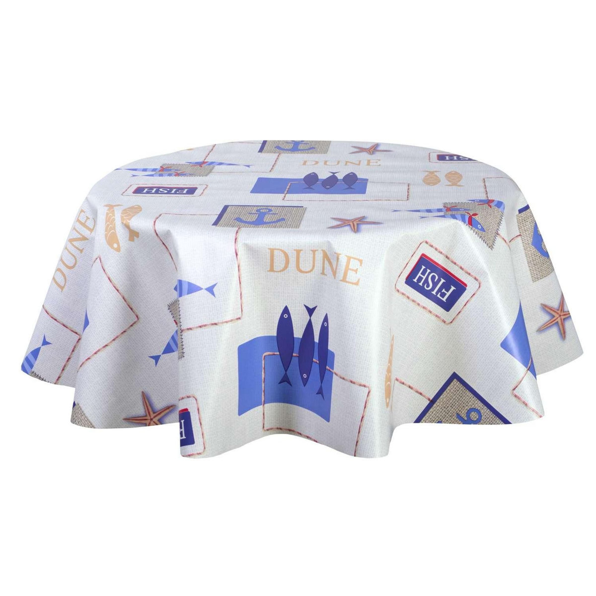 HABITABLE Nappe en toile cirée ronde Dune - Diam. 135 cm - Ecru