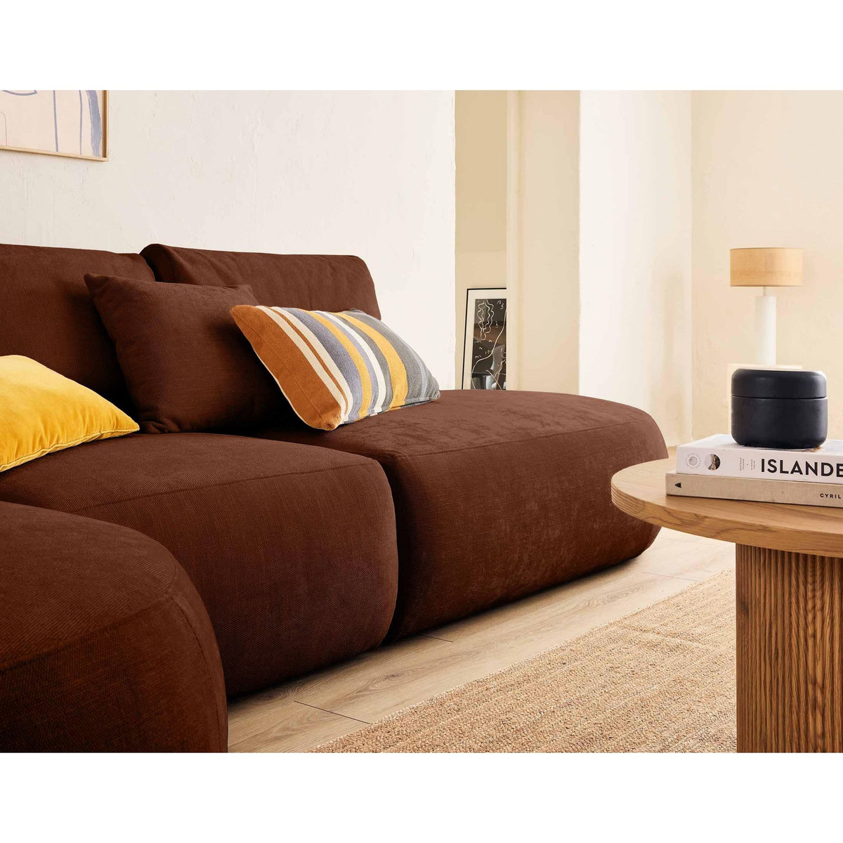 LISA DESIGN Santorini - canapé modulable d'angle gauche - 5 places - en tissu texturé