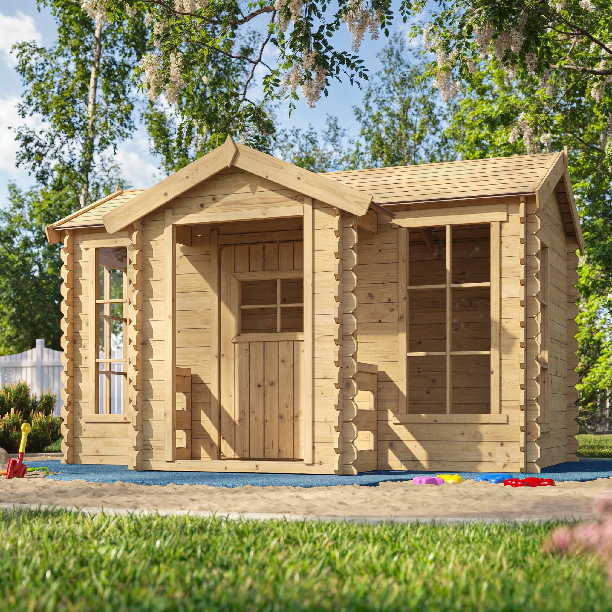 Voir la diapositive 6 : TIMBELA Maison en bois pour enfants - maison de jeux pour l'extérieur 241x187xh151cm/2.63m2 m520