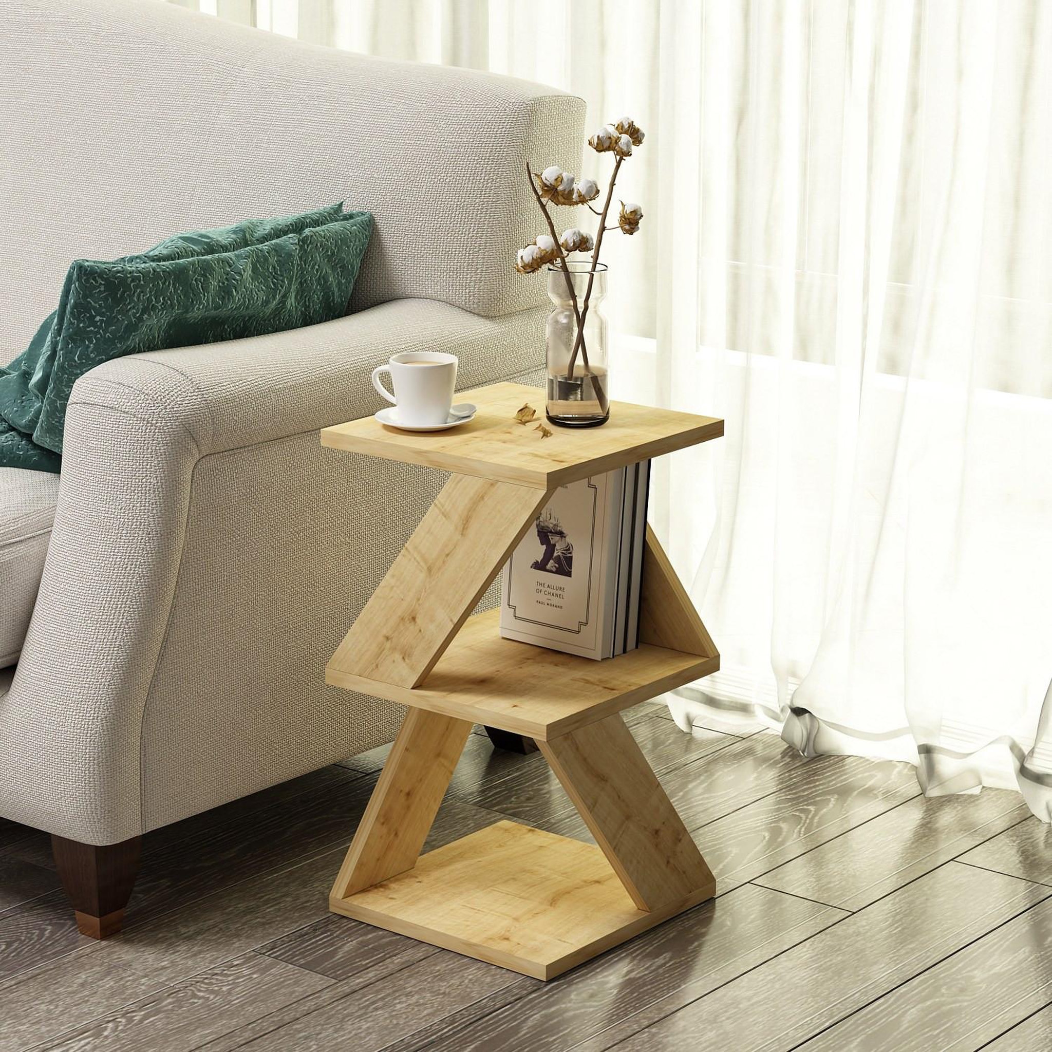 Voir la diapositive 2 : Habitat et Jardin Table d'appoint en bois  Albeni  - 30 x 30 x 50 cm - Chêne Saphir