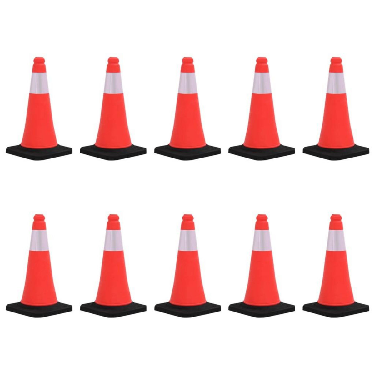 VIDAXL Cones de signalisation reflechissants a base lourde 10 pcs 50cm