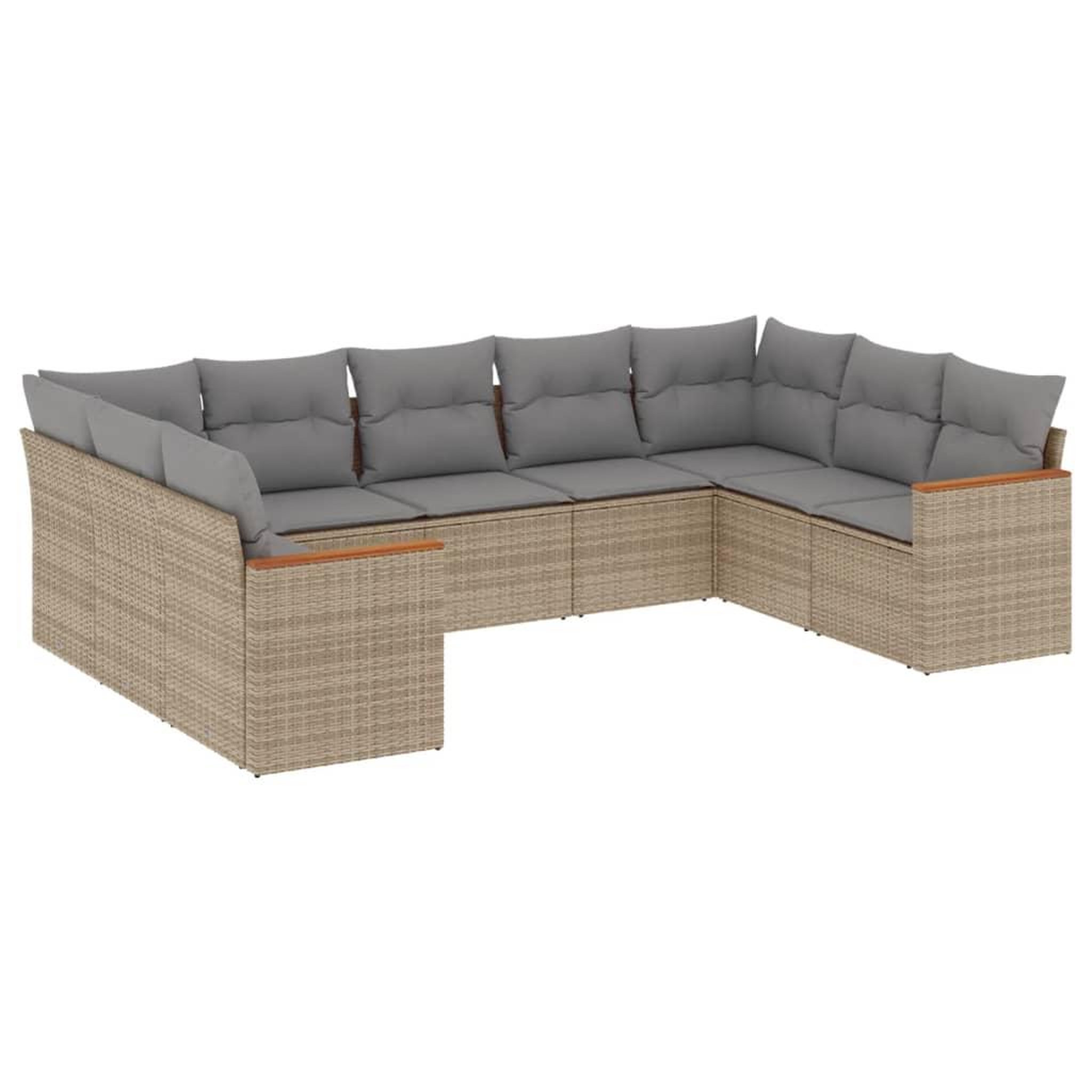 Voir la diapositive 2 : VIDAXL Salon de jardin avec coussins 9pcs melange beige resine tressee