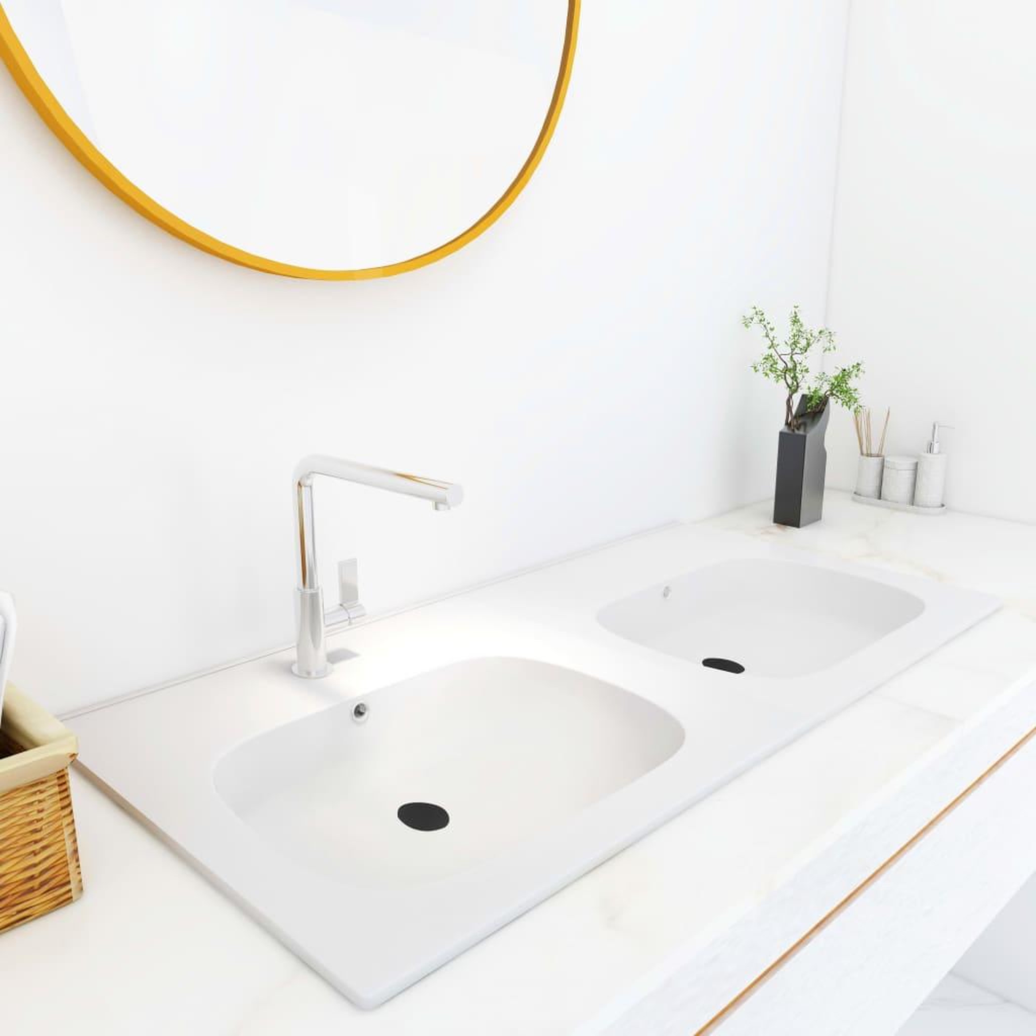 Voir la diapositive 1 : VIDAXL Lavabo double encastre 1205x460x145 mm SMC Blanc