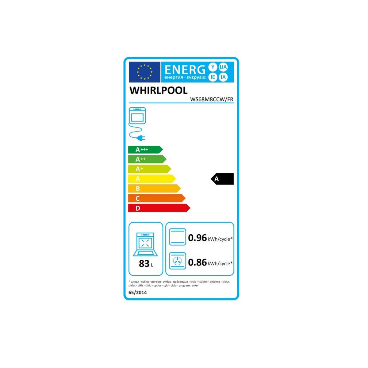 Whirlpool Cuisinière mixte 83l 4feux blanc - WS68M8CCWFR