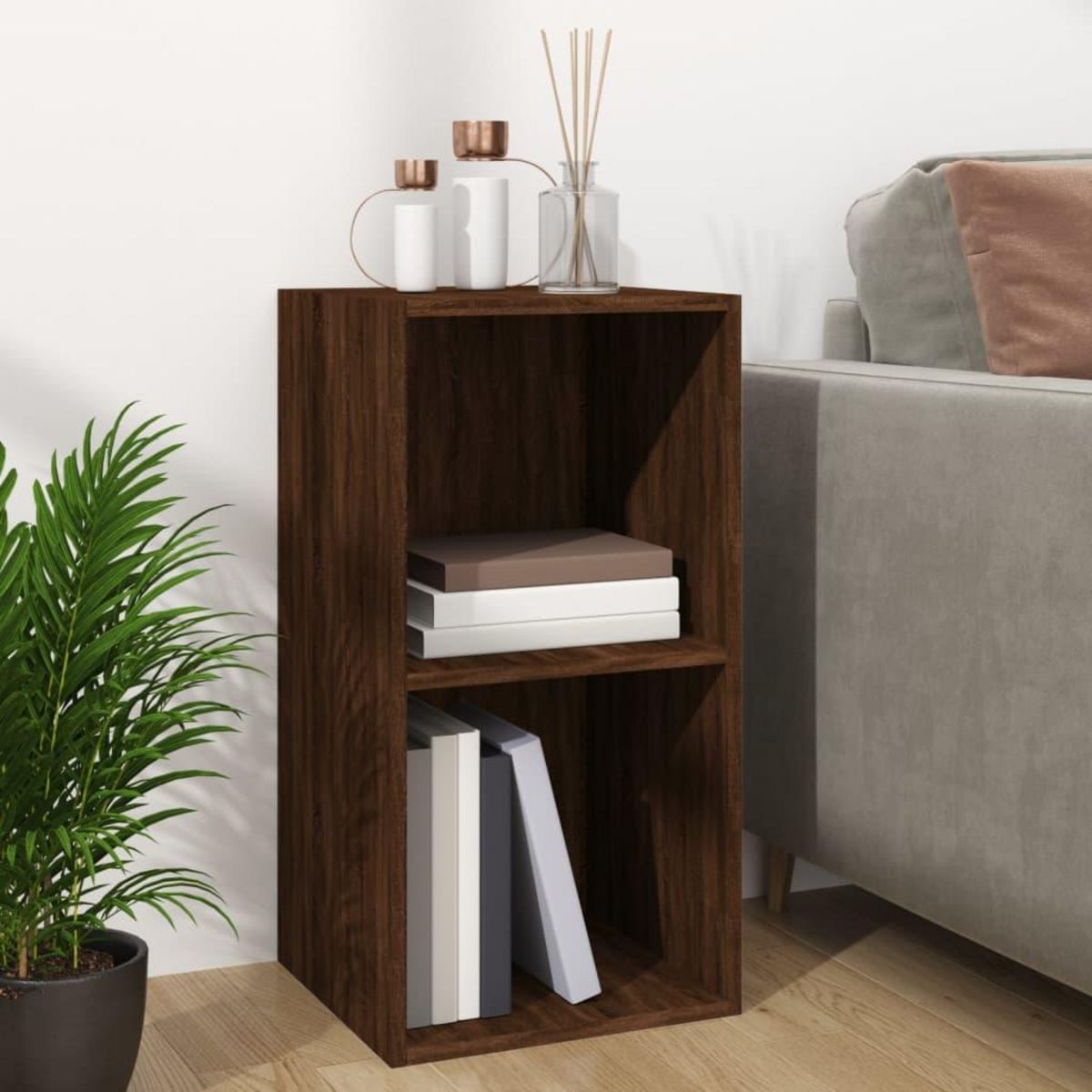 VIDAXL Boîte de rangement de vinyles Chene marron 71x34x36 cm