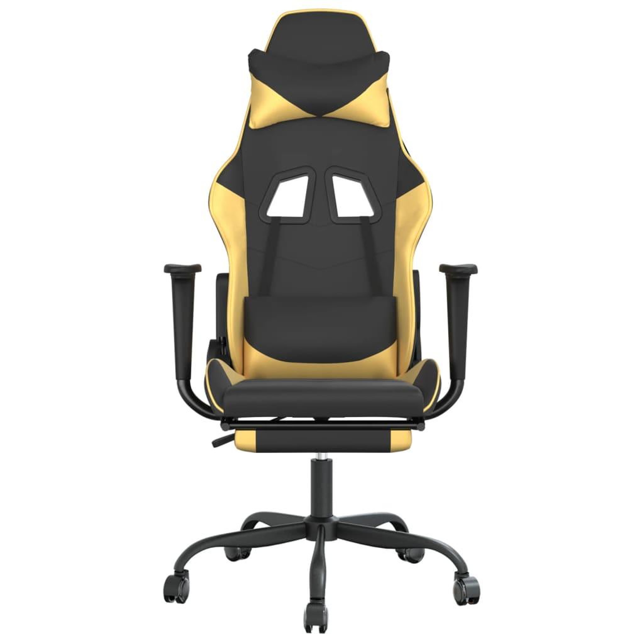 Voir la diapositive 3 : VIDAXL Chaise de jeu avec repose-pied Noir et dore Similicuir
