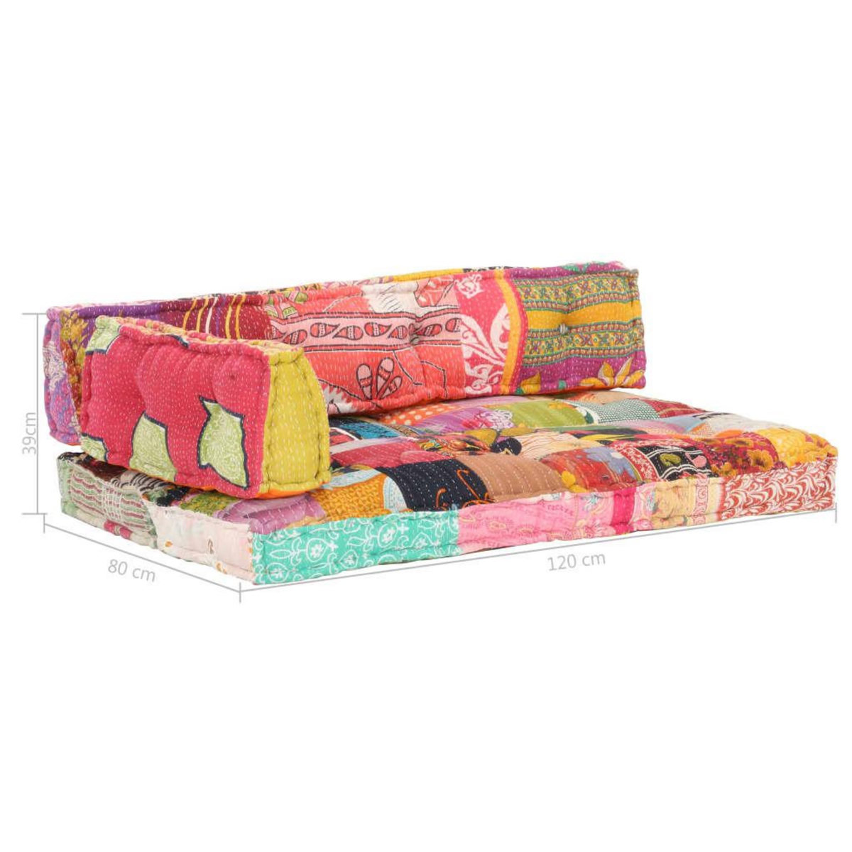 VIDAXL Coussin de canape palette Multicolore Tissu Patchwork