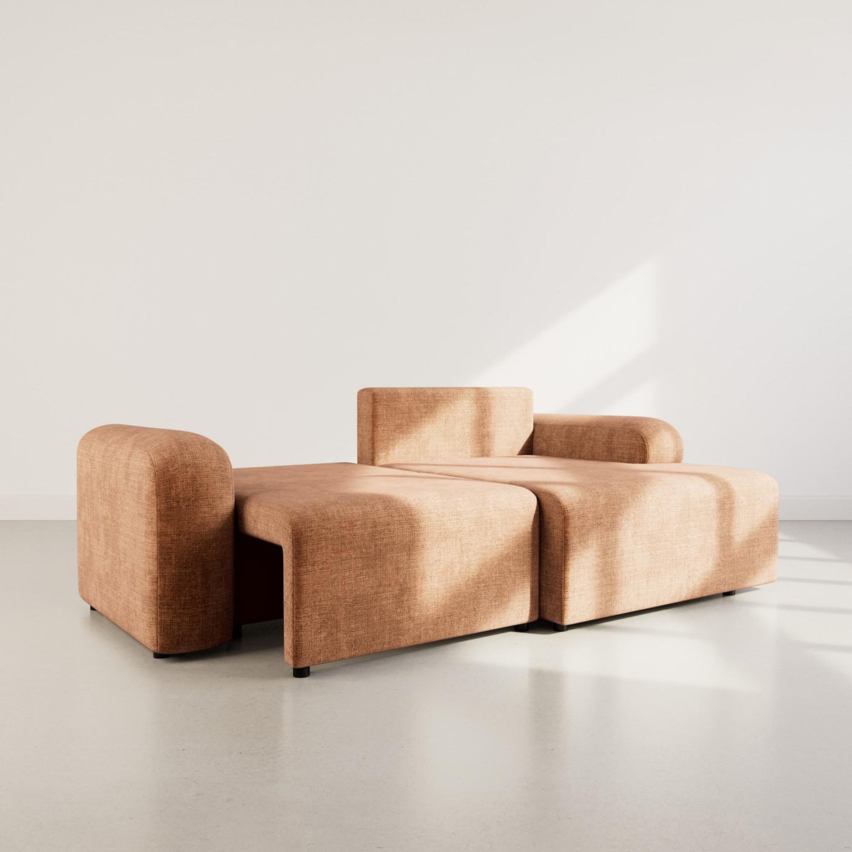 BEST MOBILIER Rebecca - canapé d'angle droit 4 places convertible avec coffre en velours texturé