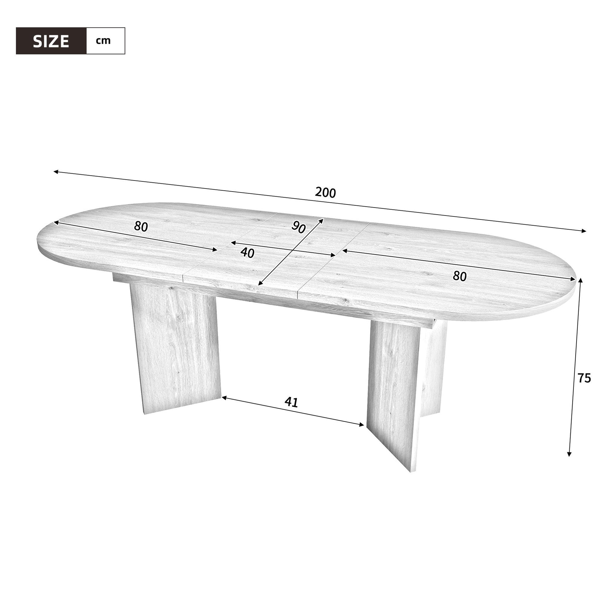 Voir la diapositive 3 : MERAX Table à manger extensible 160/200x90 cm pour 6-8 personnes avec plateau épais