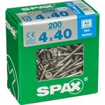 CENTRALE BRICO Lot de 200 vis inox tête fraisée torx SPAX, Diam.4 mm x L.40 mm