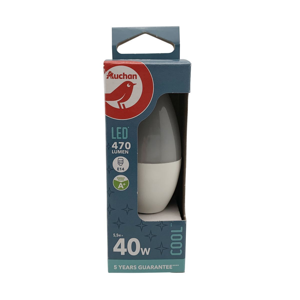 AUCHAN 6 Ampoules bougies LED E14 40W Lumière froide 