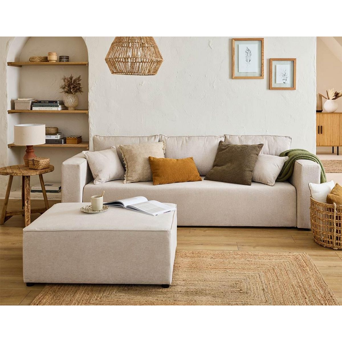 BEST MOBILIER Topaze - canapé 3 places - convertible avec coffre - en tissu