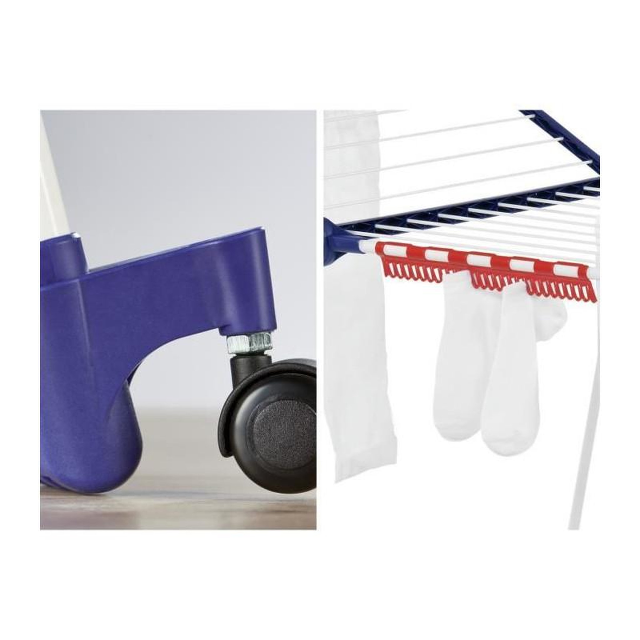 Voir la diapositive 4 : Leifheit Leifheit Séchoir sur pied Pegasus 200 Solid Deluxe Mobile 81517, séchoir a linge avec roulettes et multi accessoires, 20 metre