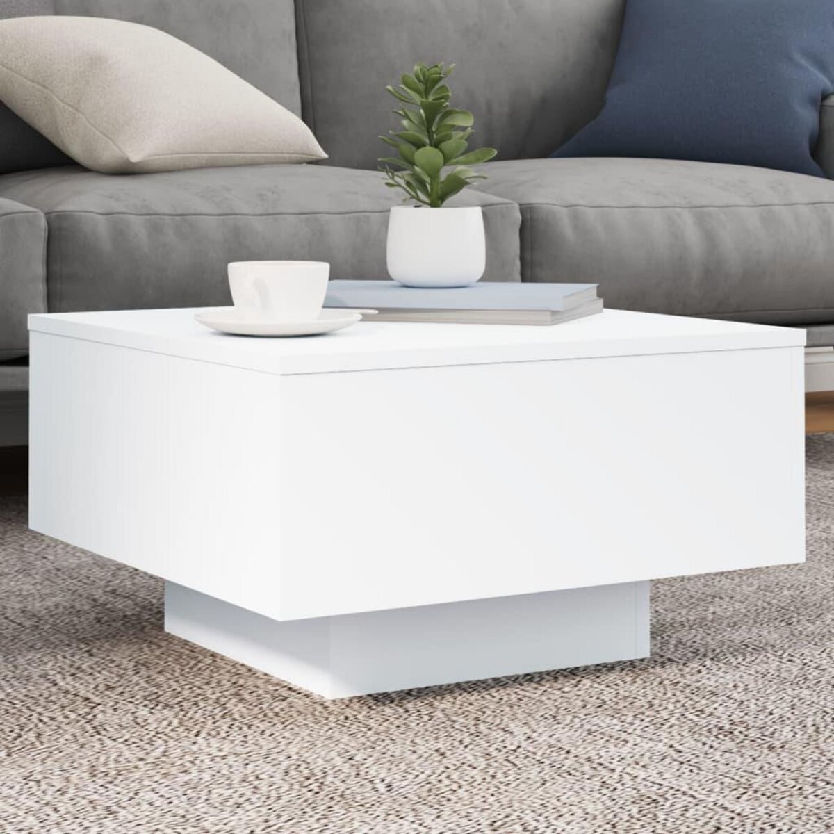 VIDAXL Table basse avec lumieres LED blanc 55x55x31 cm