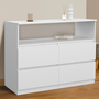 Voir la diapositive 2 : ID MARKET Commode 4 tiroirs TOMI 100 cm avec niche bois blanc