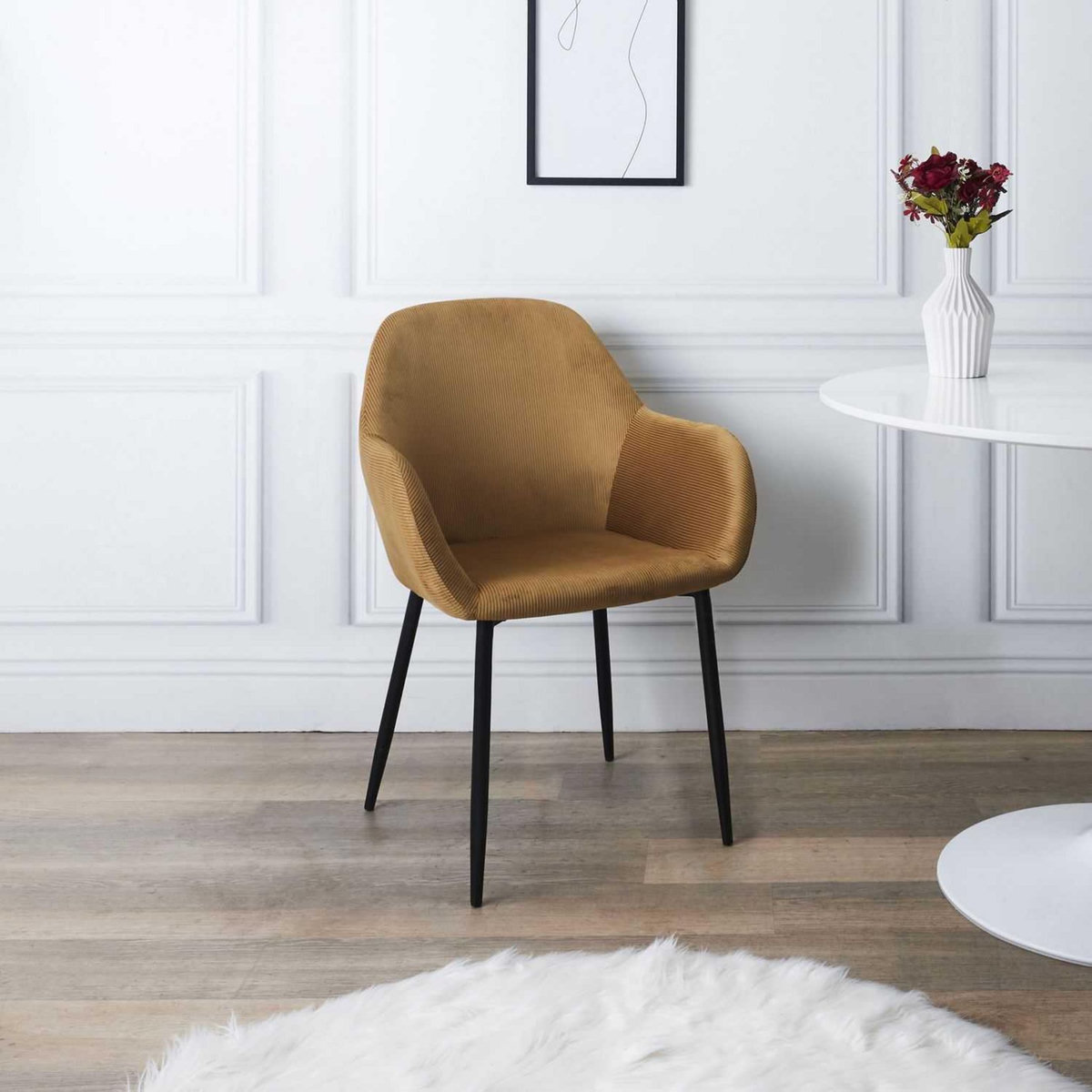 The Home Deco Factory 2 Fauteuils de table design velours Giulia