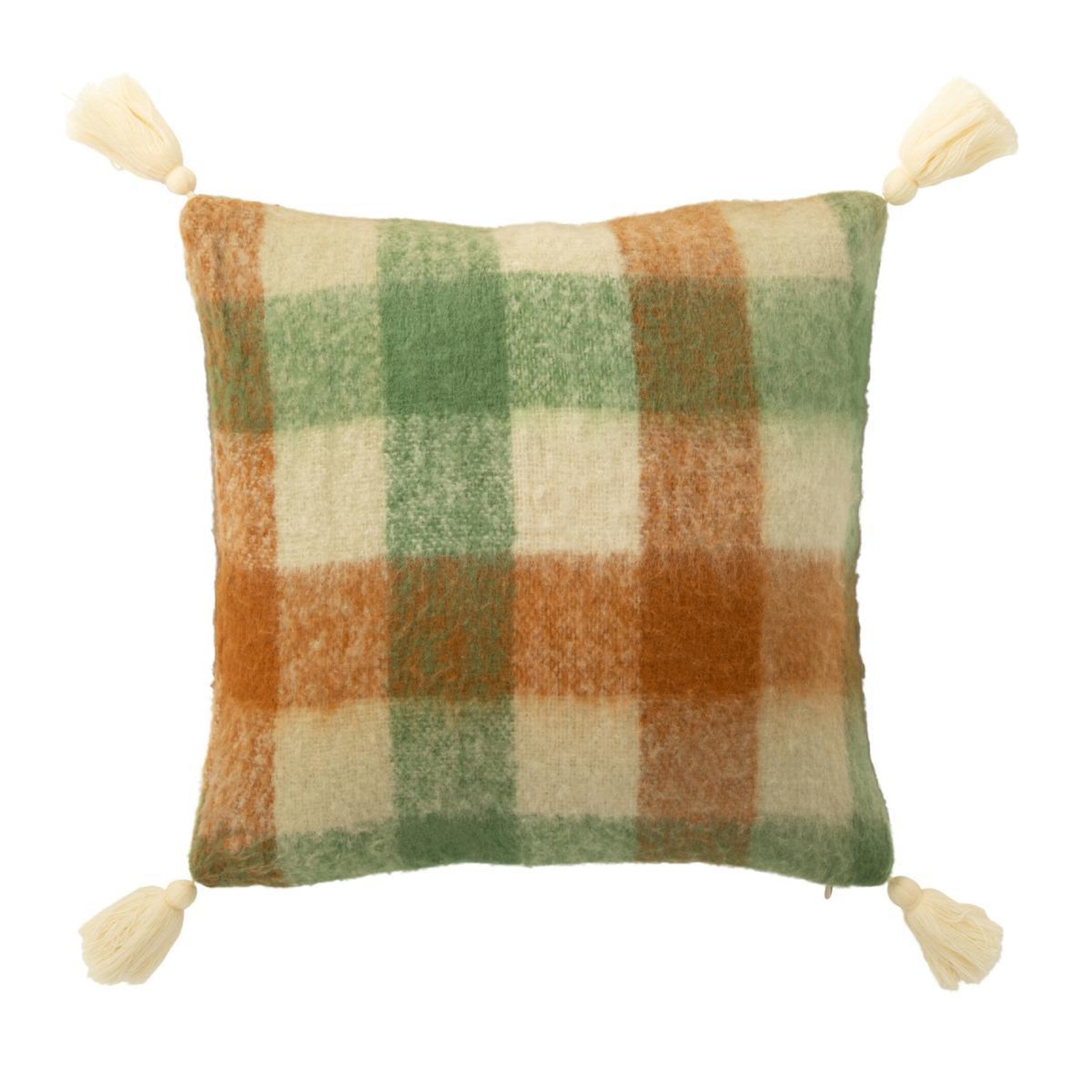 J-LINE Coussin à carreaux  berni  45x45cm multicolore