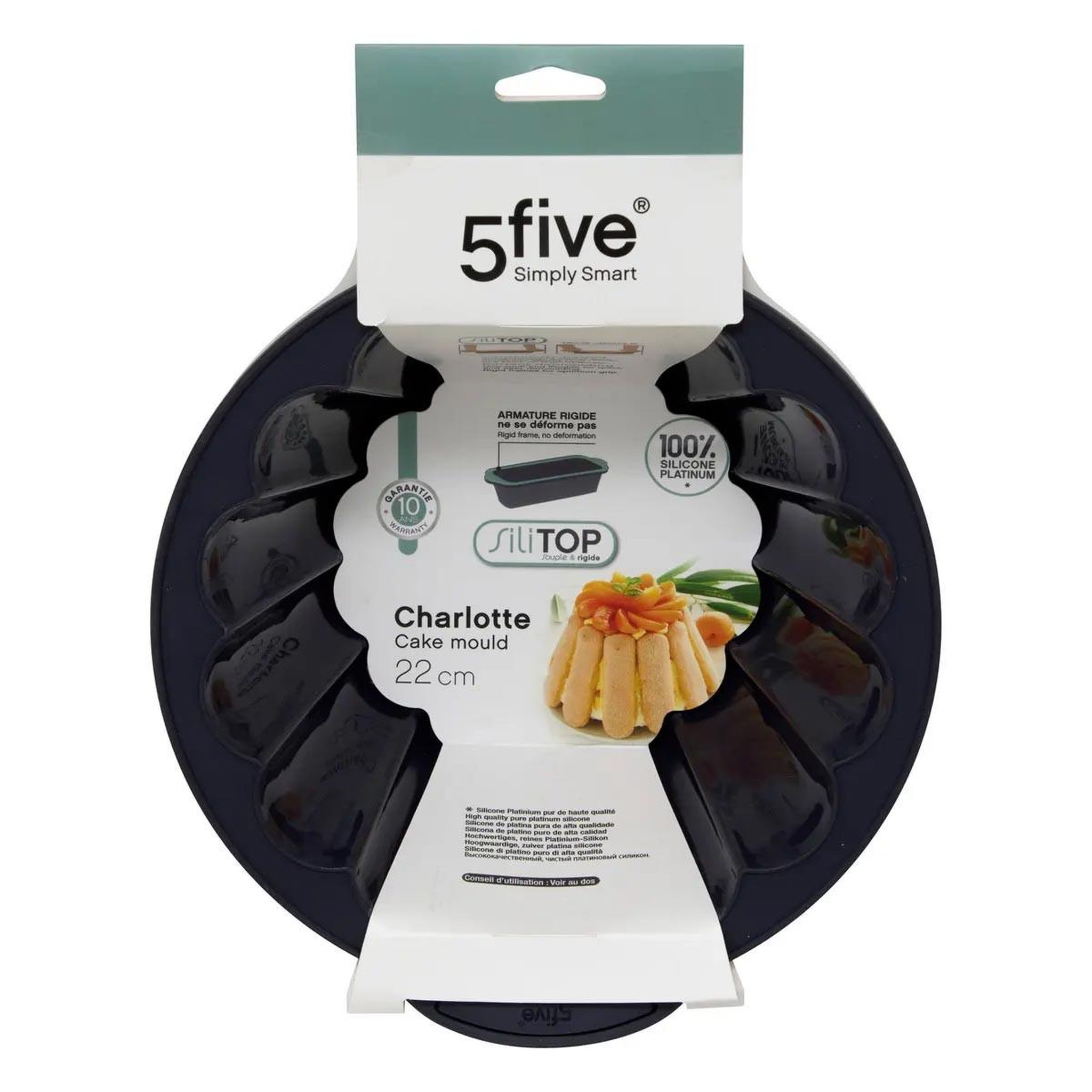 Voir la diapositive 3 : FIVE Moule à charlotte silicone  silitop  22cm gris