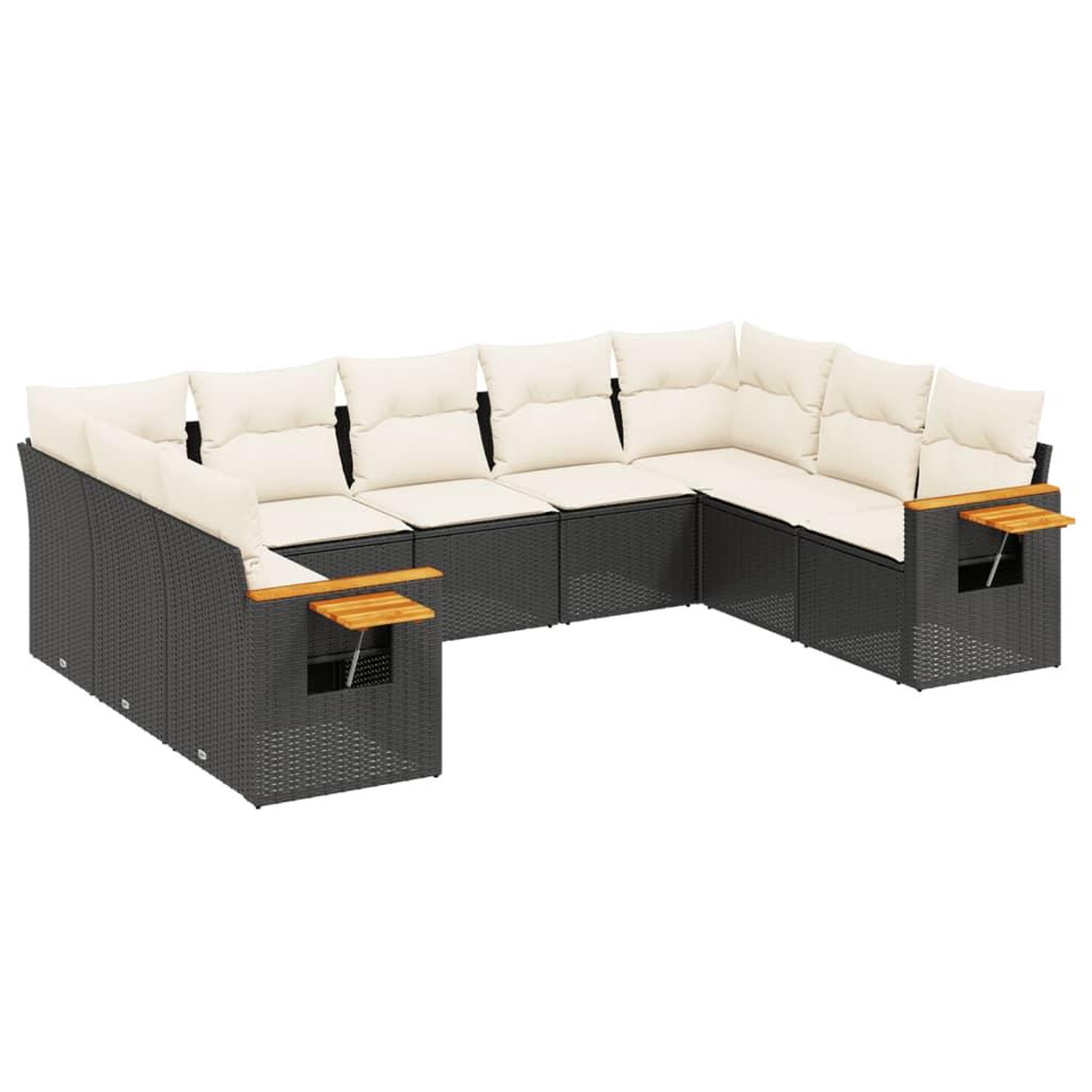 Voir la diapositive 2 : VIDAXL Salon de jardin 9 pcs avec coussins noir resine tressee