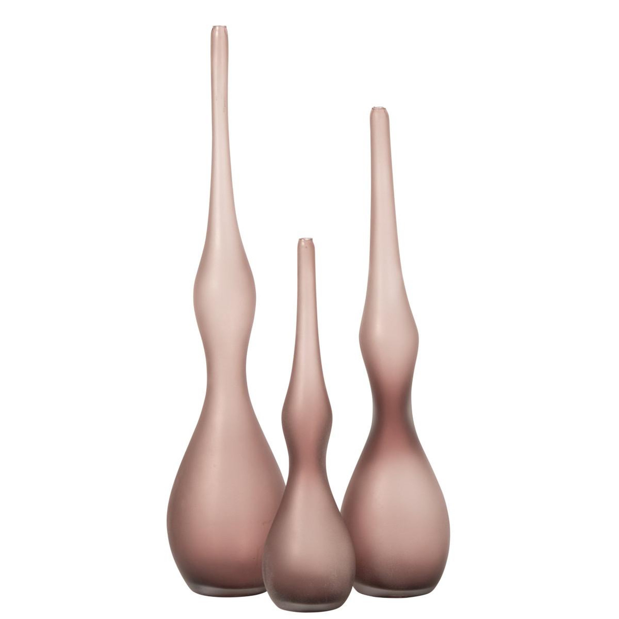 J-LINE Lot de 3 vases soliflores  kyoto  64cm bordeaux