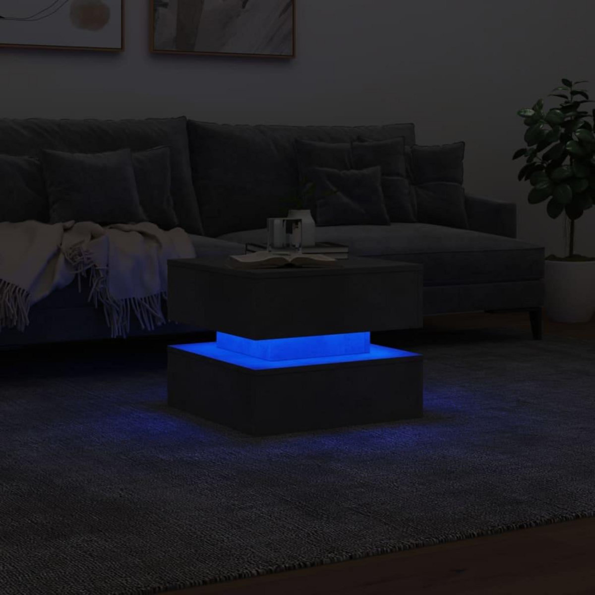 VIDAXL Table basse avec lumieres LED gris beton 50x50x40 cm