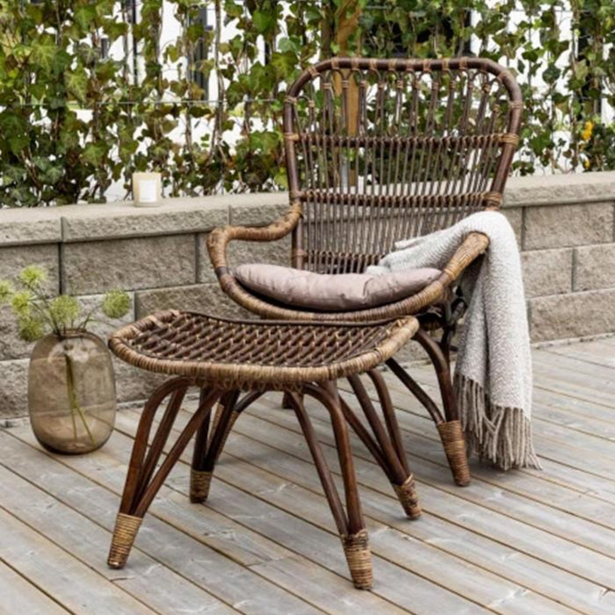 Paris Prix Fauteuil de Jardin & Repose-Pieds  Ella  98cm Noyer Foncé