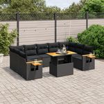VIDAXL Salon de jardin 10 pcs avec coussins noir resine tressee