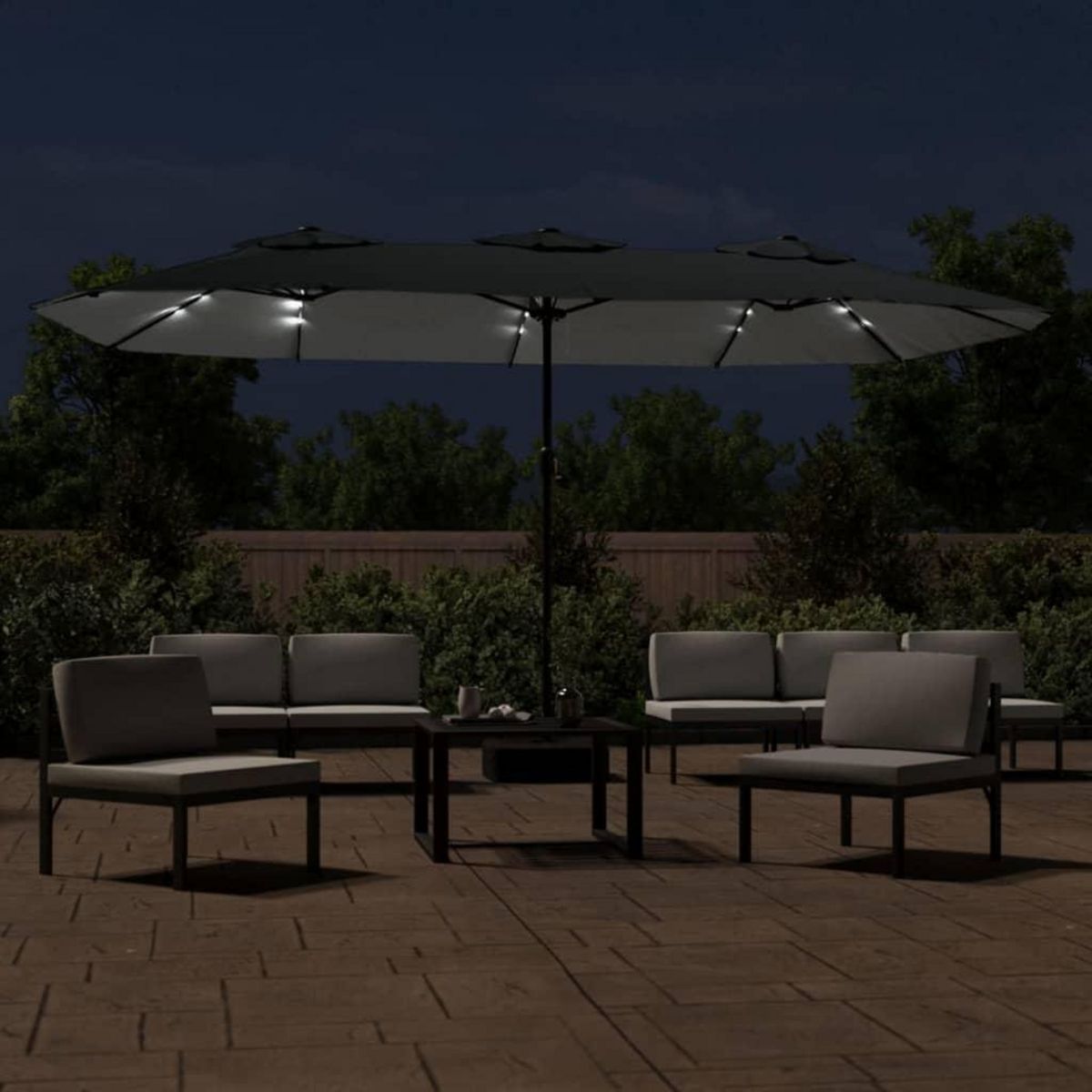 VIDAXL Parasol de jardin a double tete avec LED anthracite 449x245 cm