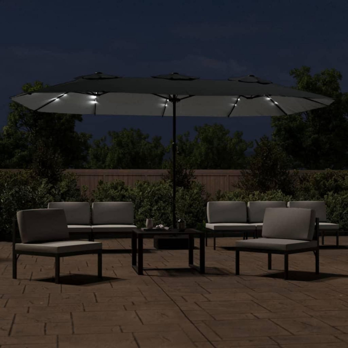 VIDAXL Parasol de jardin a double tete avec LED anthracite 449x245 cm
