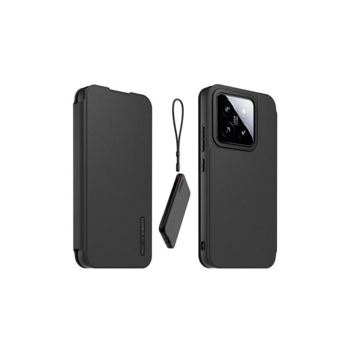 MADE FOR XIAOMI Coque et étui téléphone mobile Made For Xiaomi Folio premium noir + dragonne pour Xiaomi 15