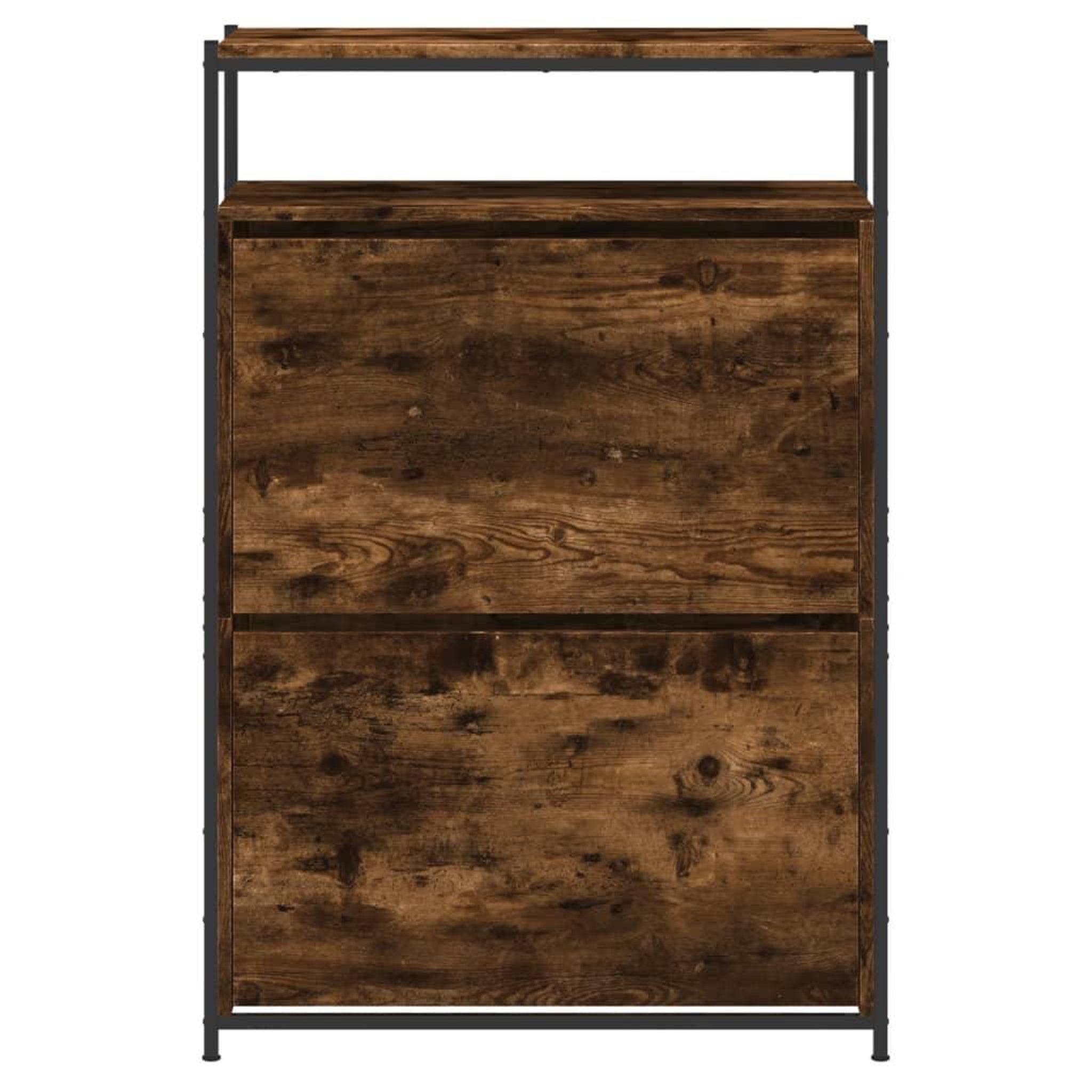 Voir la diapositive 5 : VIDAXL Armoire a chaussures chene fume 75x34x112 cm bois d'ingenierie