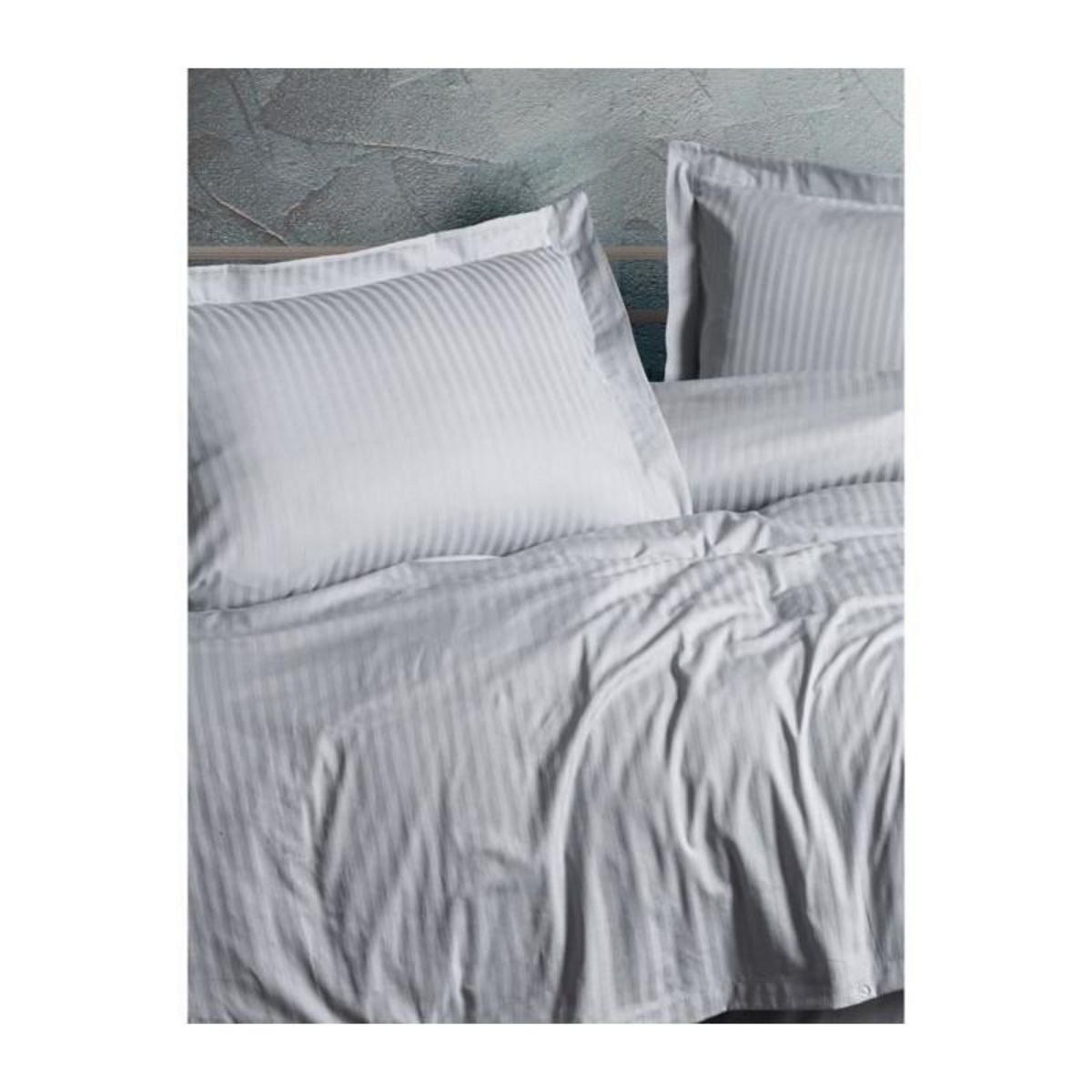 GENERIQUE Parure de lit - 129CTF24636 - 1 housse de couette 220 x 240 cm + 2 taies d'oreiller 60 x 60 cm - Satiné 100% coton - Gris