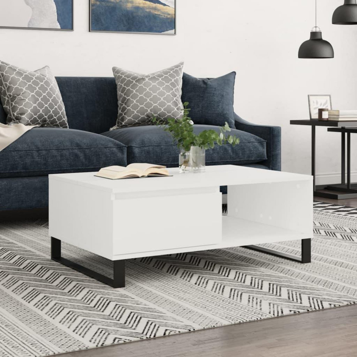 VIDAXL Table basse blanc 90x60x35 cm bois d'ingenierie