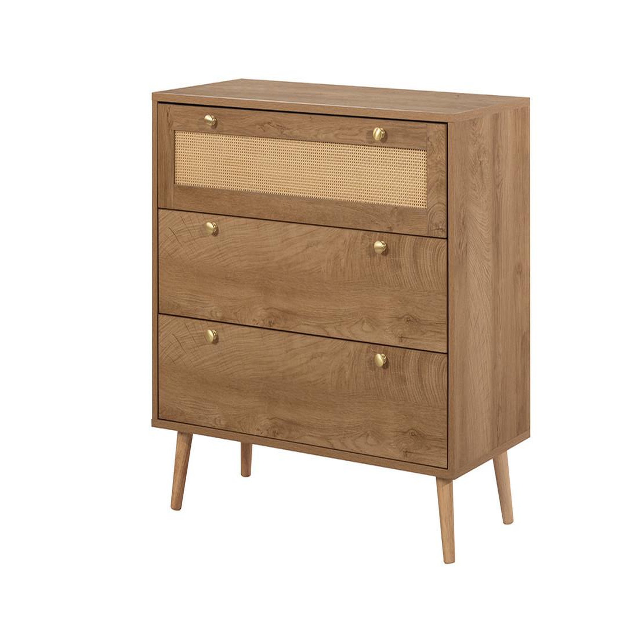 Voir la diapositive 6 : BEST MOBILIER Goto - commode - effet bois et cannage - 80 cm