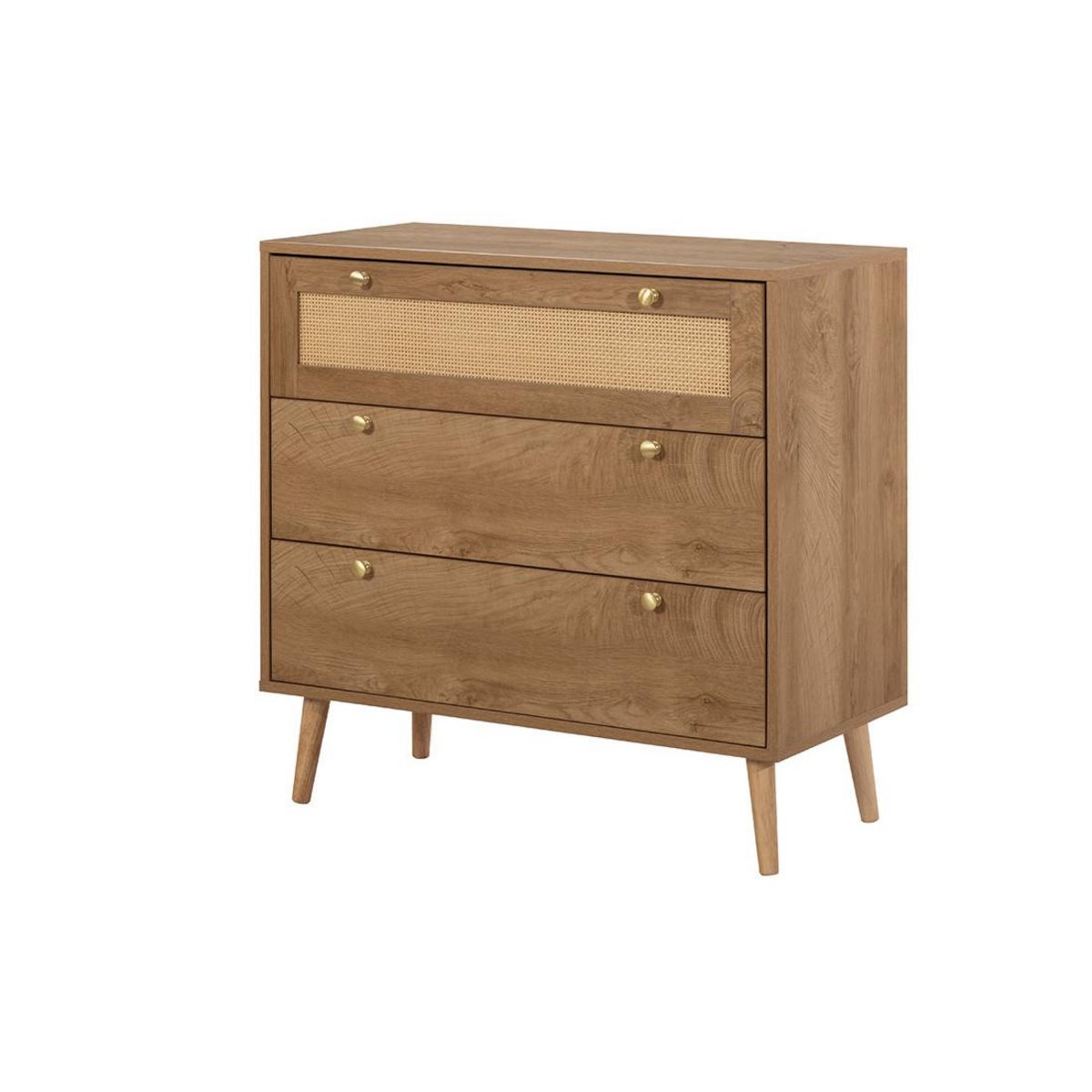 BEST MOBILIER Goto - commode - effet bois et cannage - 80 cm