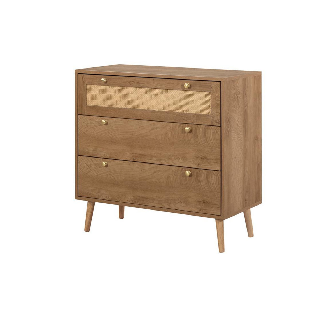 BEST MOBILIER Goto - commode - effet bois et cannage - 80 cm