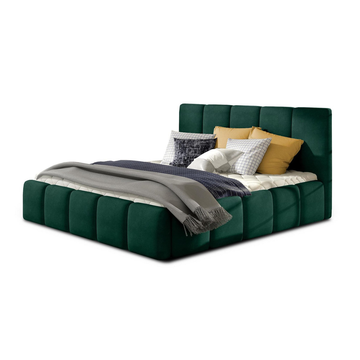 BEST MOBILIER Lucea - lit coffre - 160x200 - sommier inclus - en velours