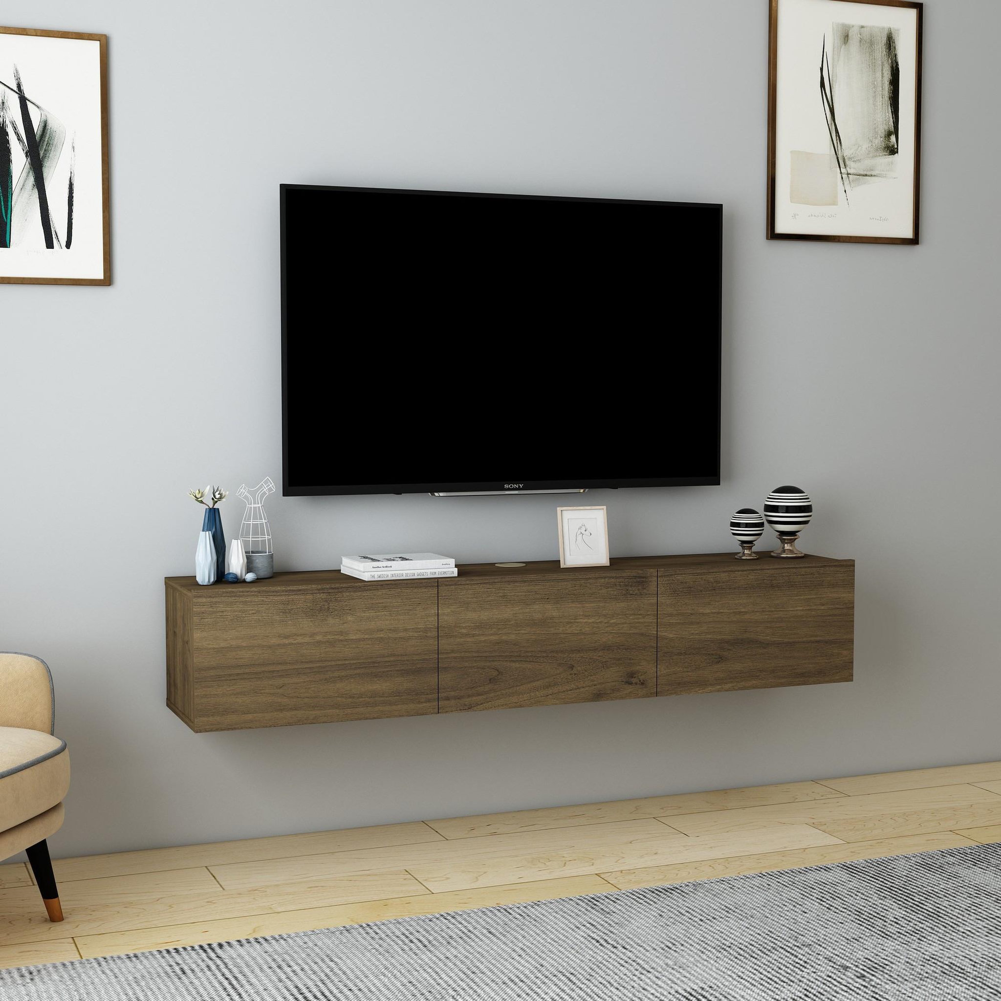 Voir la diapositive 2 : Habitat et Jardin Meuble tv en bois  denby  - 160 x 31 x 29 cm - noyer