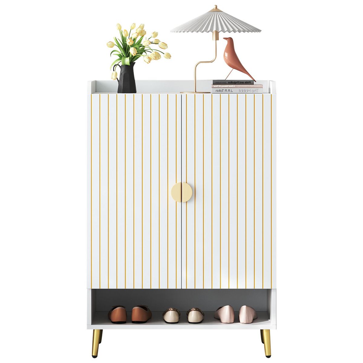 MERAX Meuble à chaussures 12 paires blanc mdf