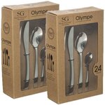 TOILINUX Lot de 2 Ménagères Olympe en Acier Inoxydable - 48 Couverts - Argent